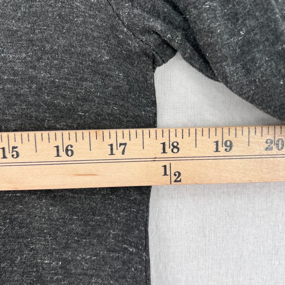ALLSAINTS Esme Shimmers Tee Womens Large Charcoal Gray Silver Long Sleeve Crew - Picture 14 of 15